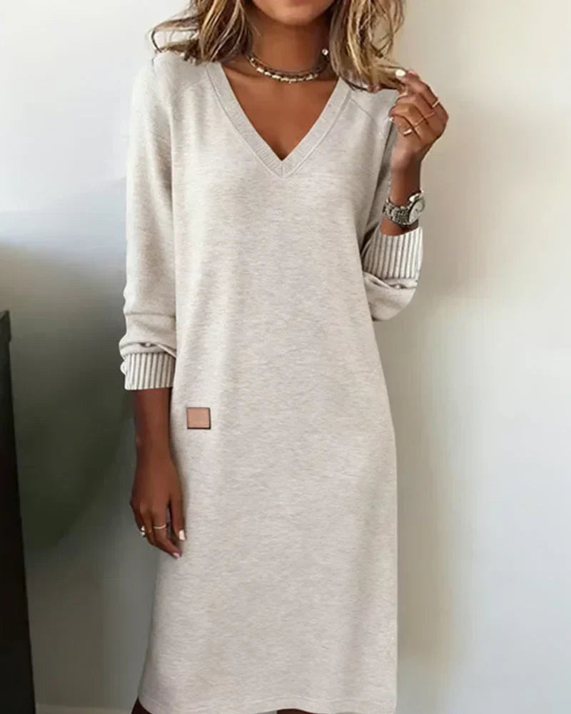 Robe midi Margaux col V grise