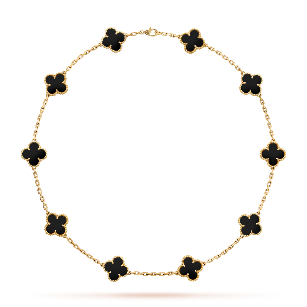 Grand collier trèfle argenté