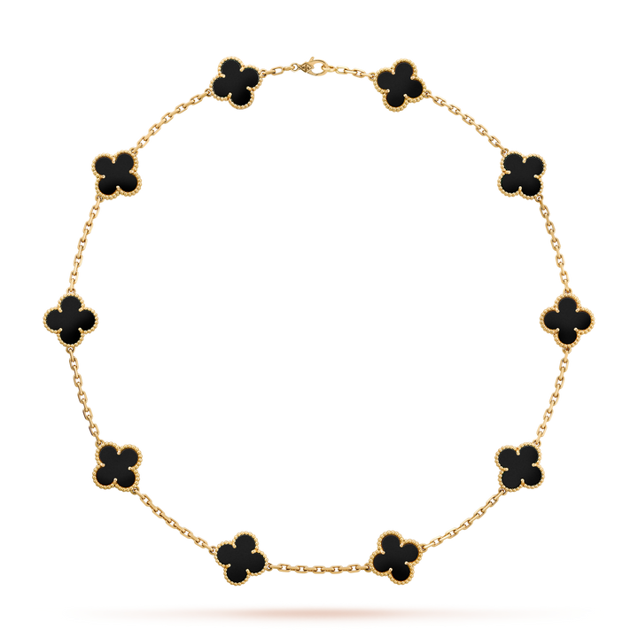 Grand collier trèfle argenté