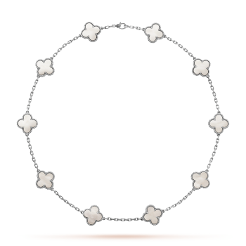 Grand collier trèfle argenté