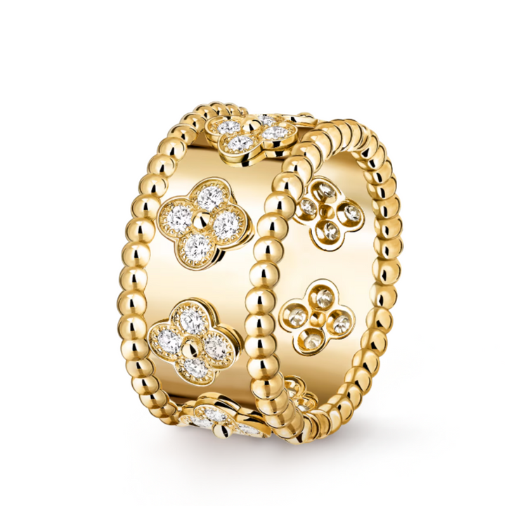 Bague large trèfles étincelants