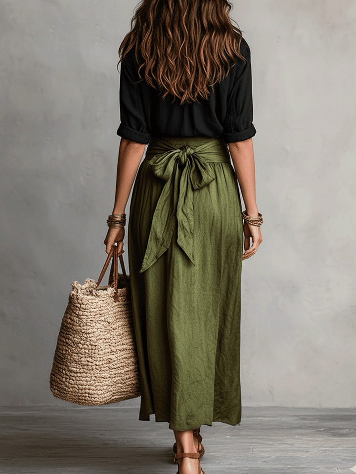 Amelie | Ensemble Blouse Bohème & Jupe Midi Satinée