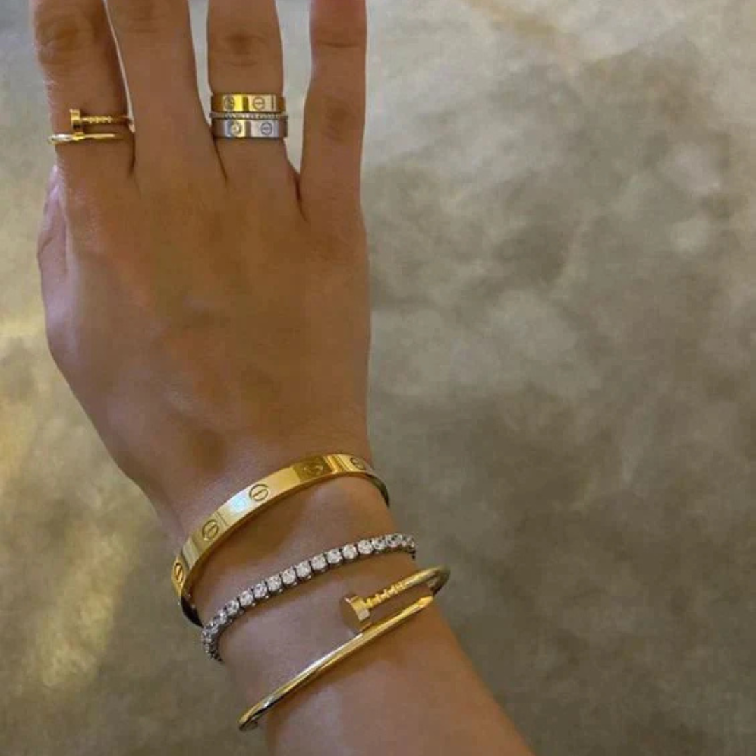 Bracelet jonc clou doré