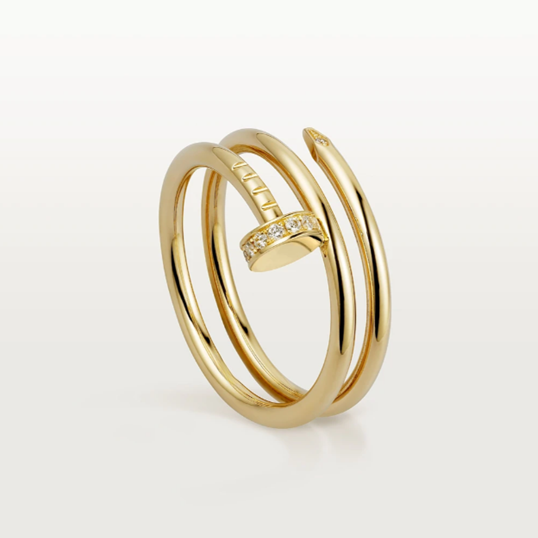 Bague dorée effet clou superposé