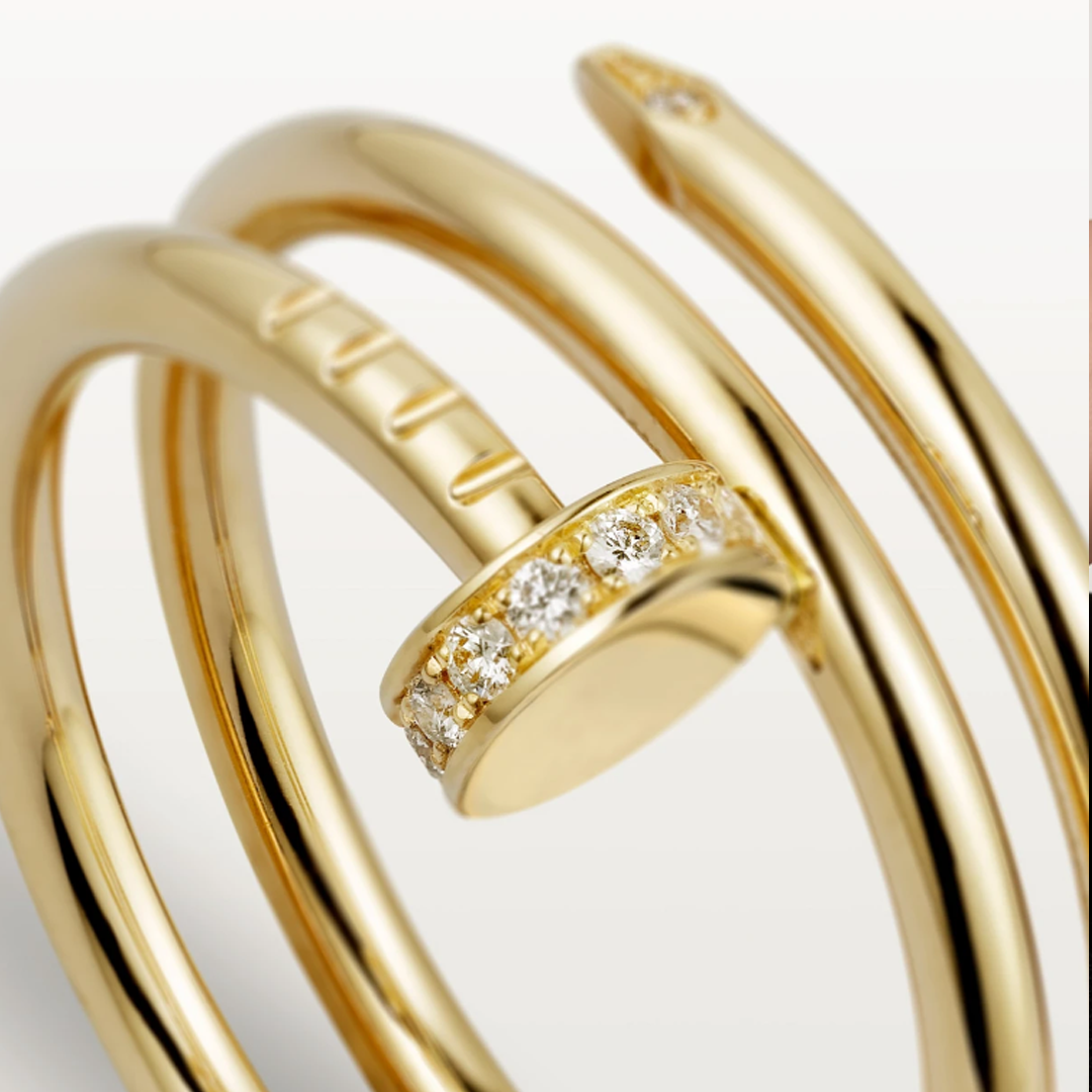 Bague dorée effet clou superposé