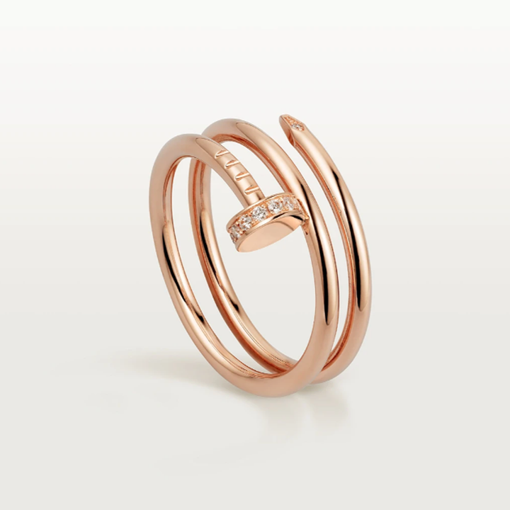 Bague dorée effet clou superposé