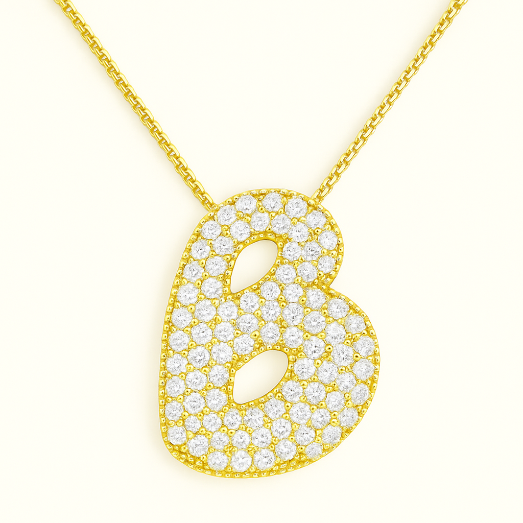 Collier initiales dorées scintillantes