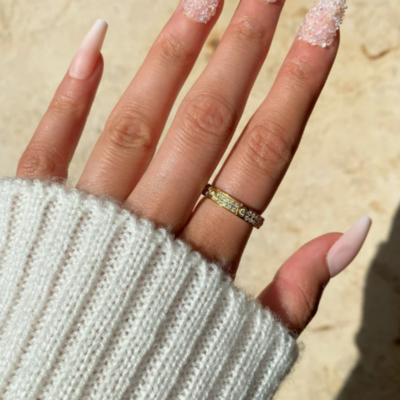 Bague dorée pavée Amore