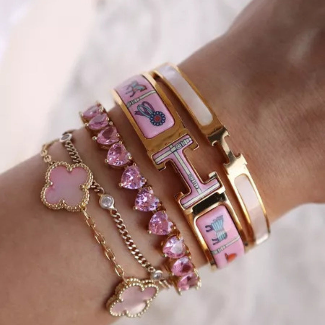 Bracelet doré cœur rose Amalfi