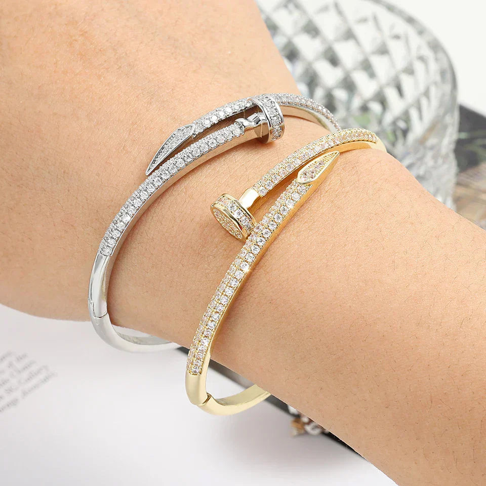 Bracelet jonc clou précieux doré