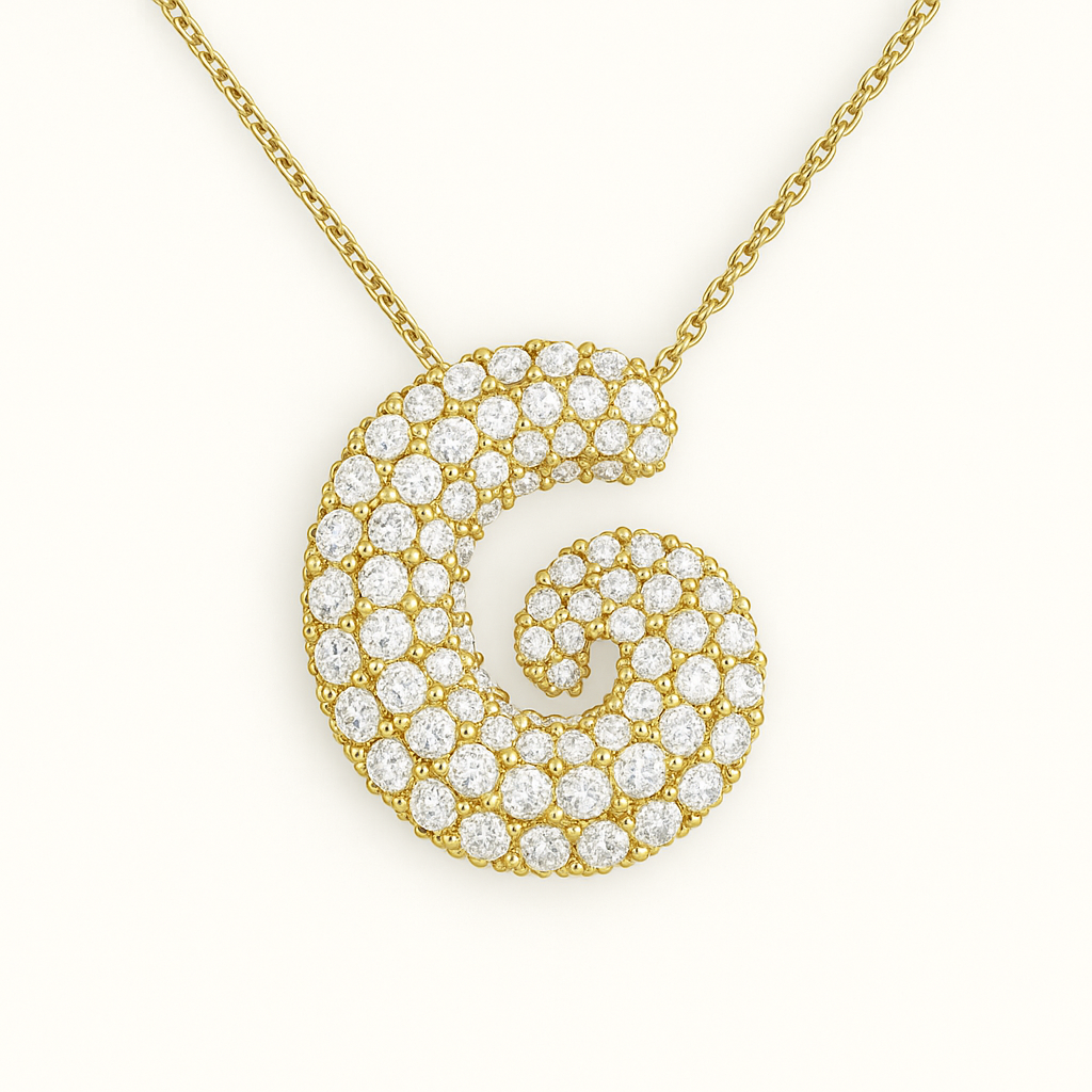 Collier initiales dorées scintillantes