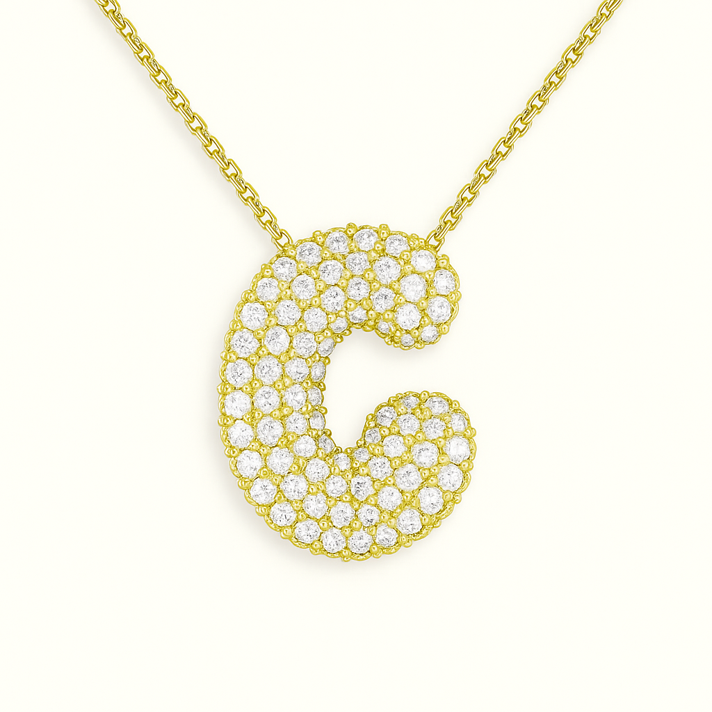 Collier initiales dorées scintillantes