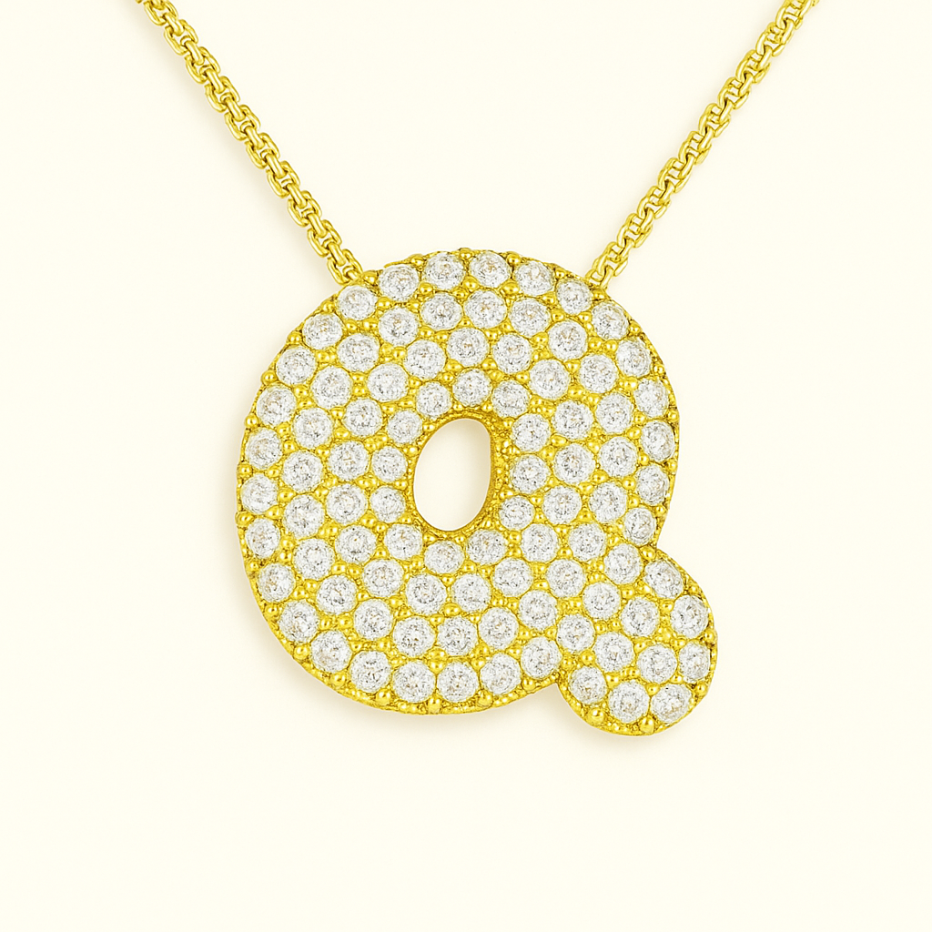 Collier initiales dorées scintillantes