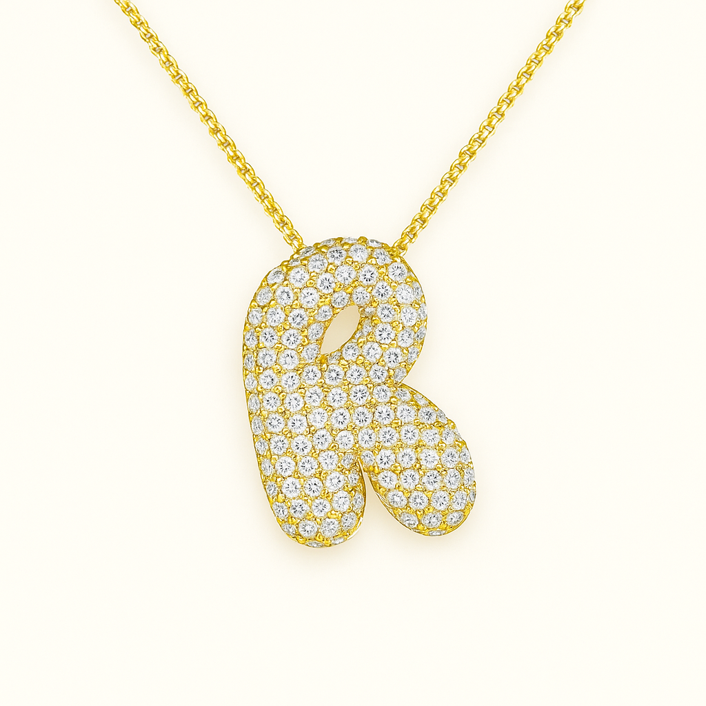 Collier initiales dorées scintillantes