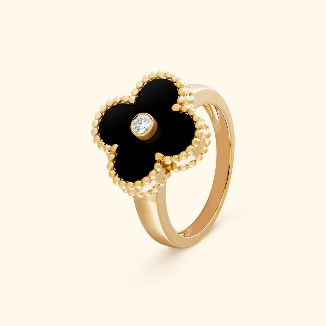 Bague dorée trèfle ajustable