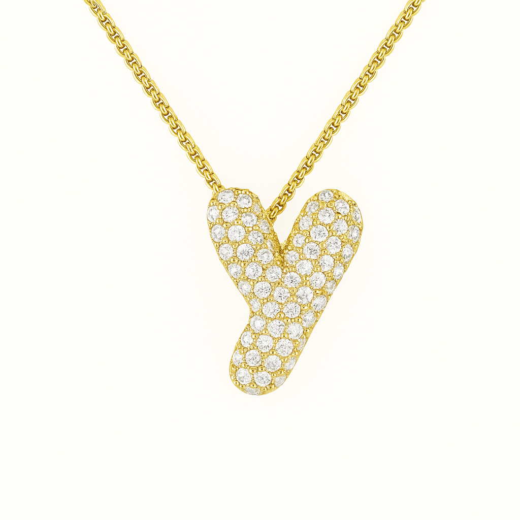 Collier initiales dorées scintillantes