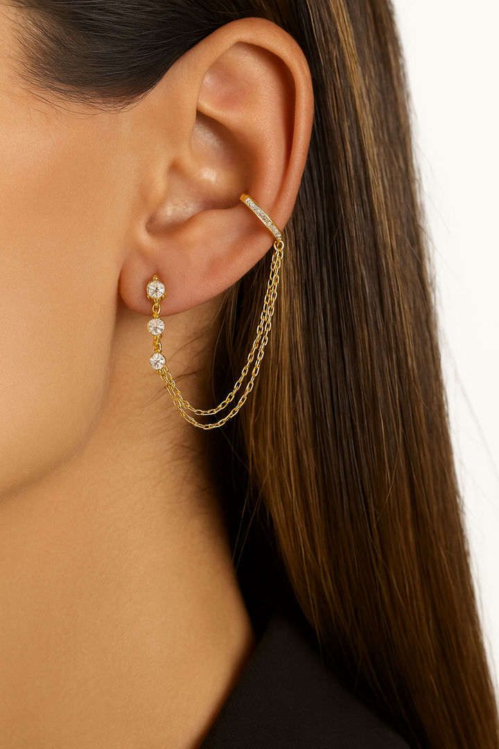 Boucles d'oreilles manchette dorées Audra
