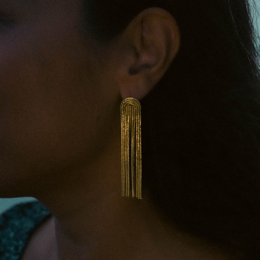 Boucles d'oreilles franges dorées Lyra