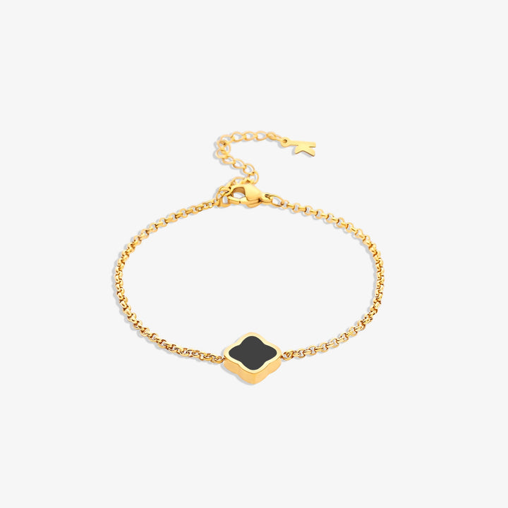 Bracelet délicat trèfle noir
