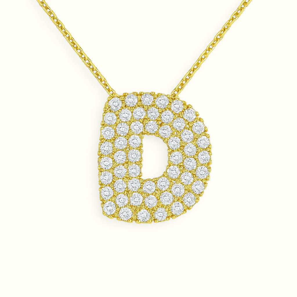 Collier initiales dorées scintillantes
