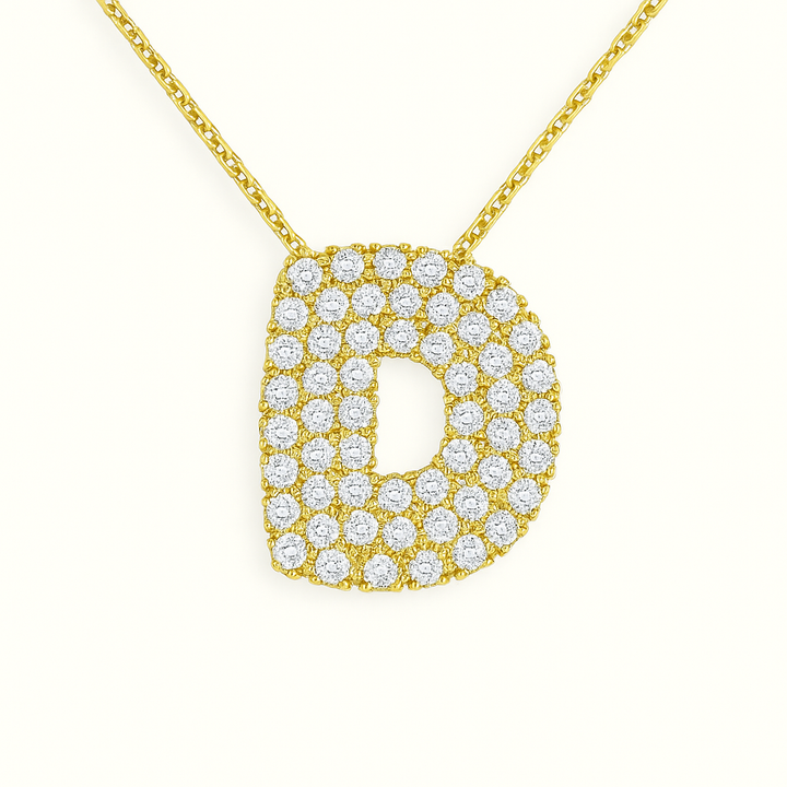 Collier initiales dorées scintillantes