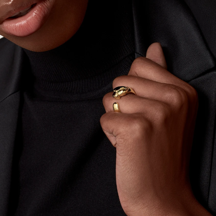 Bague dorée motif panthère
