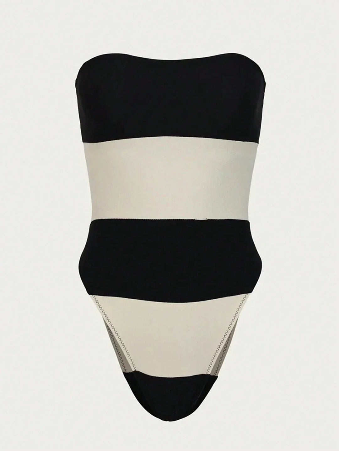 Céleste Femme Combinaison Sans Épaule | Jambes Hautes, Rayures Contrastées 1