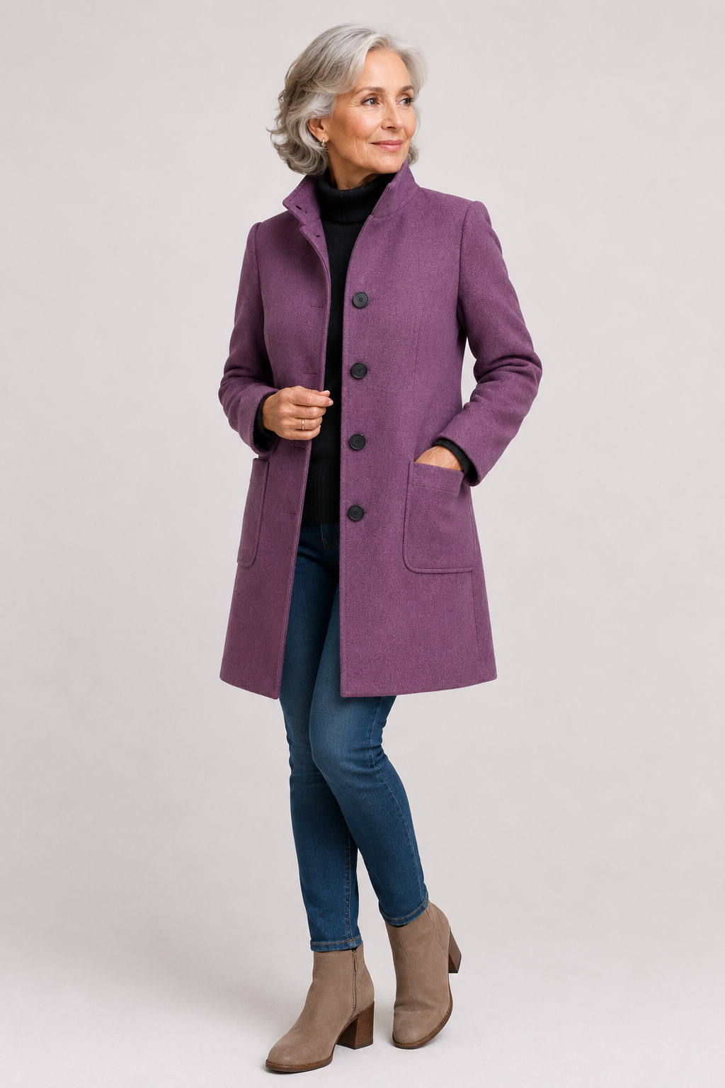 Manteau Émeline violet élégant pour femme