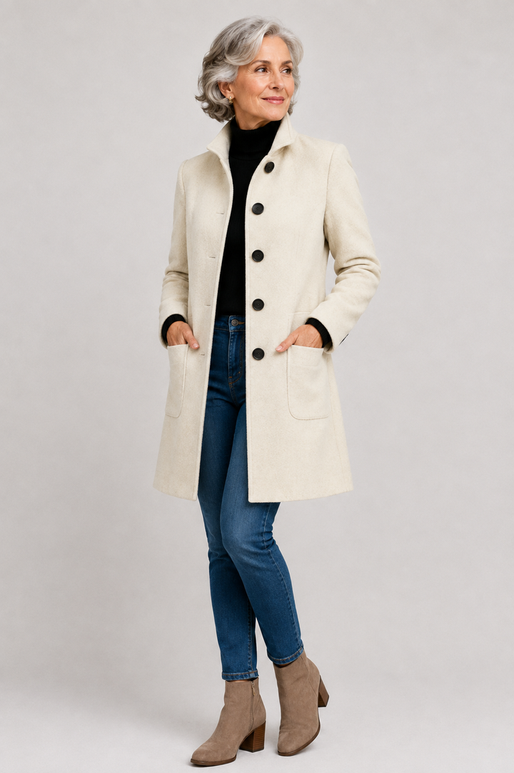 Manteau Émeline crème élégant pour femme