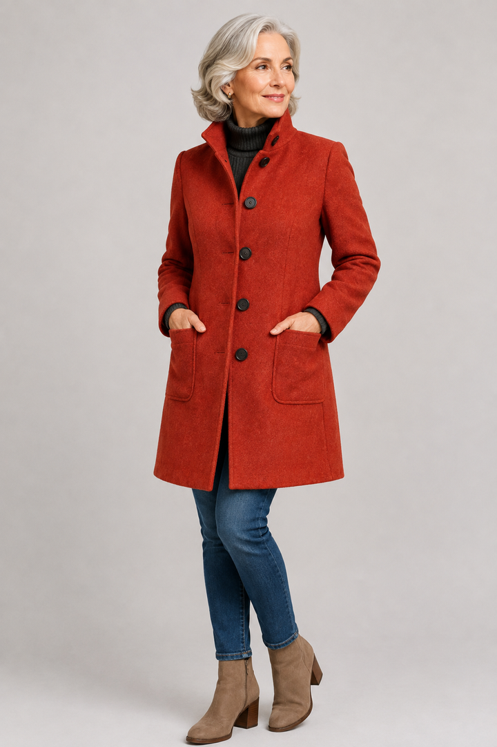 Manteau Émeline rouge élégant pour femme