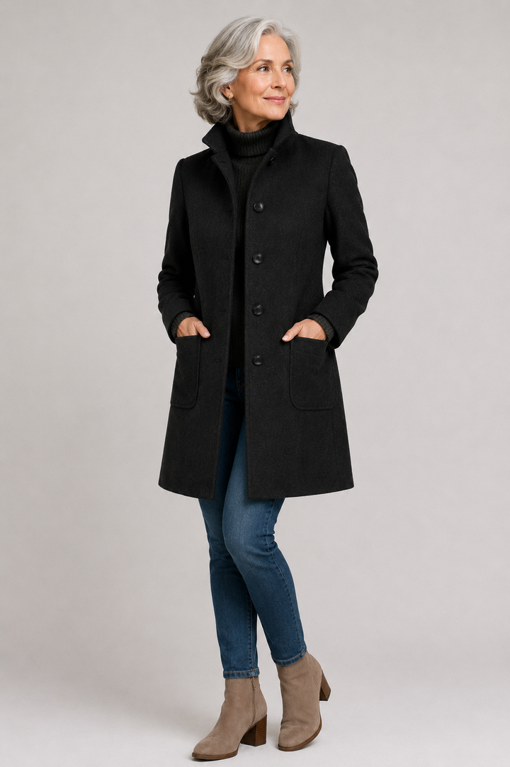 Manteau Émeline noir élégant pour femme