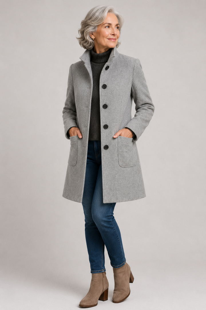 Manteau Émeline gris élégant pour femme