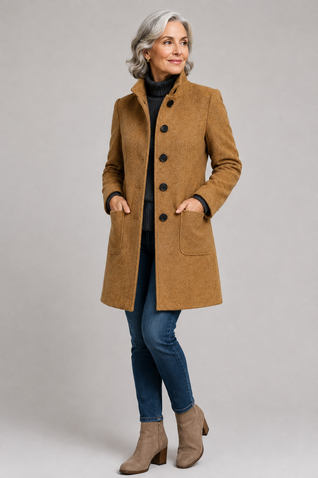 Manteau Émeline kaki élégant pour femme