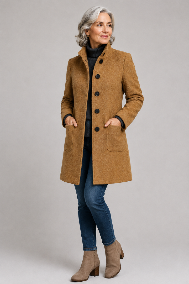 Manteau Émeline kaki élégant pour femme
