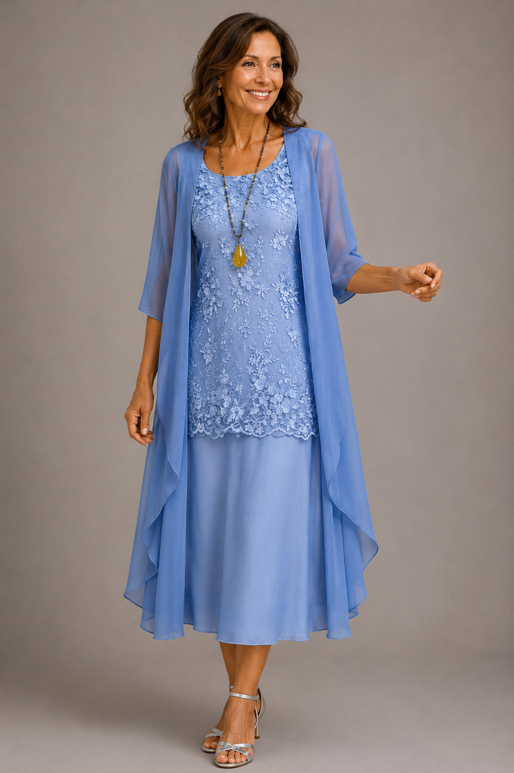 Mahélia | Robe élégante en chiffon deux pièces