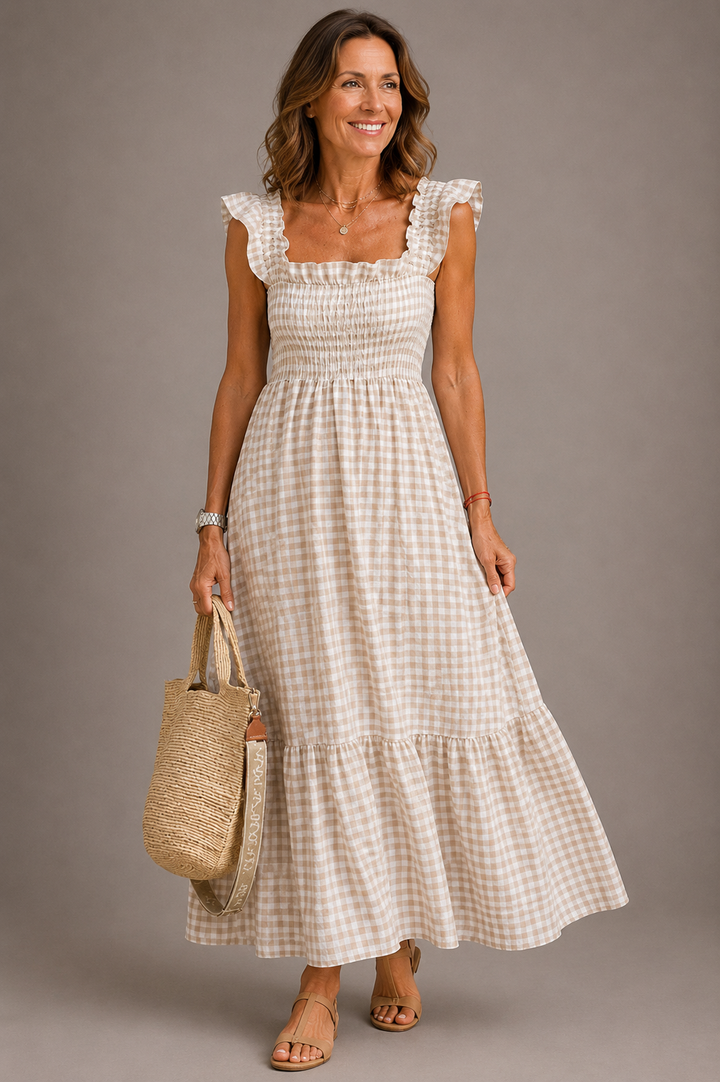 Inaëlle | Robe maxi à carreaux vintage