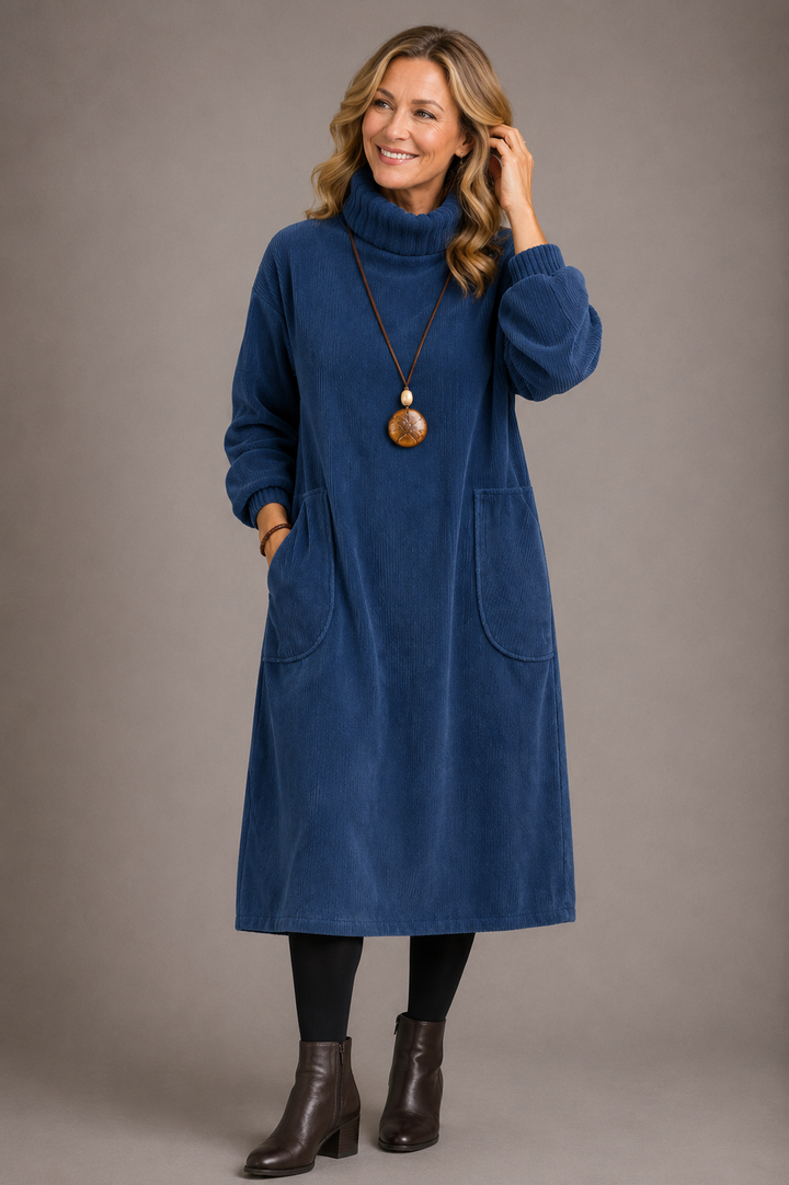 Sofia | Robe midi en tricot élégante avec col roulé