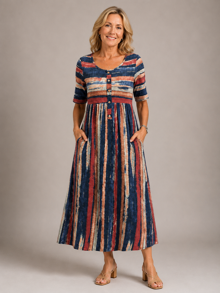 Wendoline | Robe midi élégante à rayures