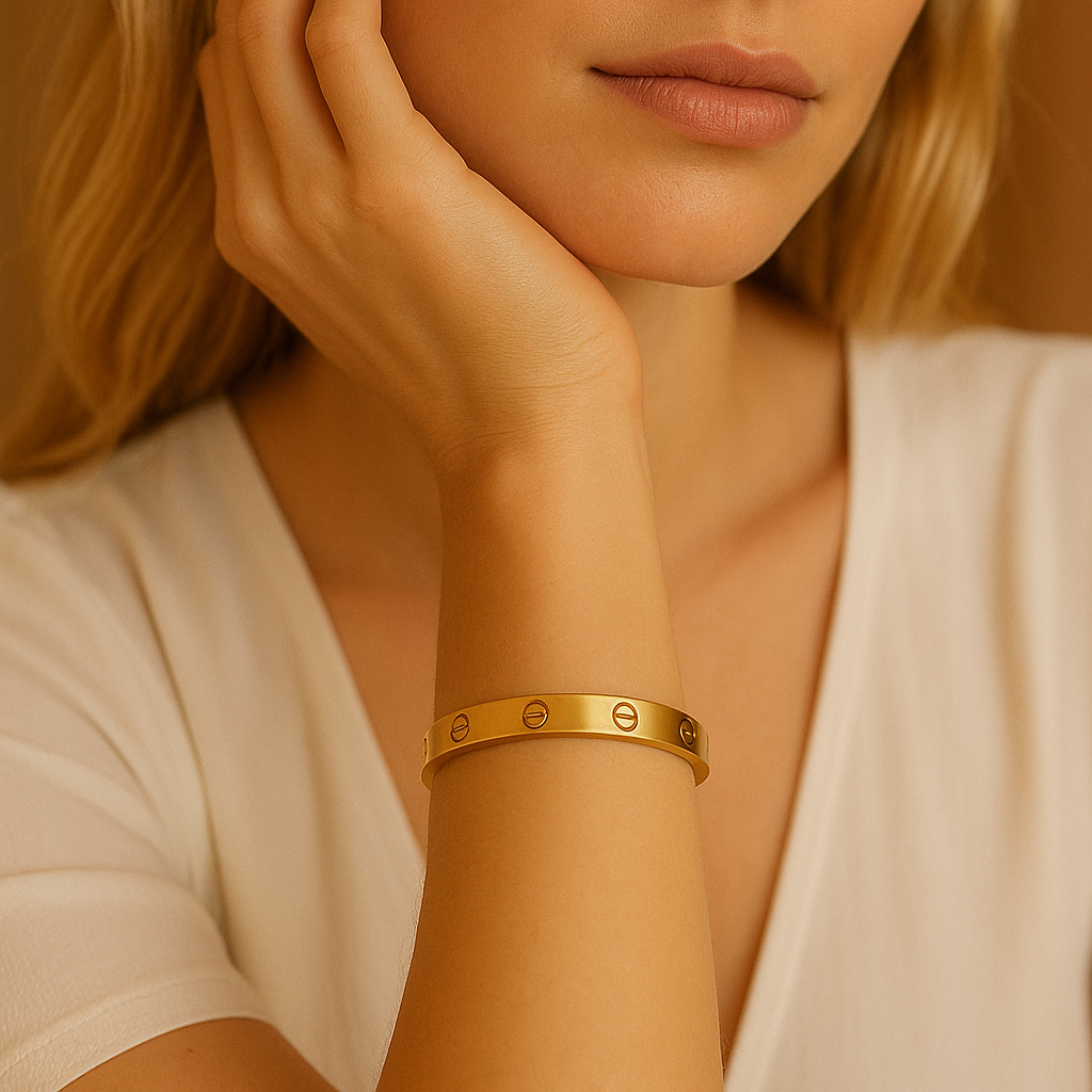 Bracelet jonc doré poli à vis