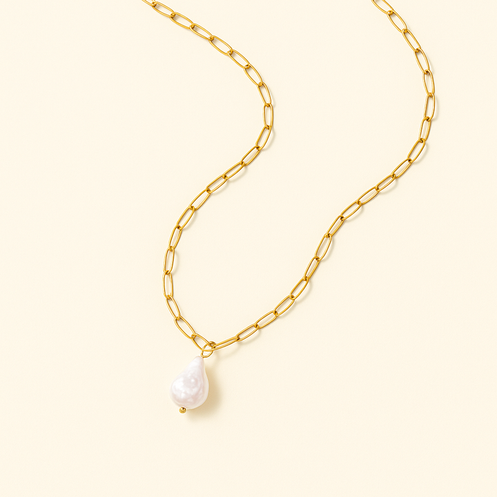 Collier maille trombone et perle Kos