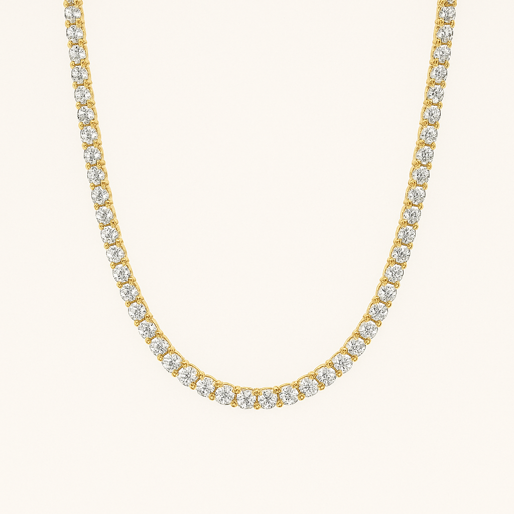 Collier tennis classique doré