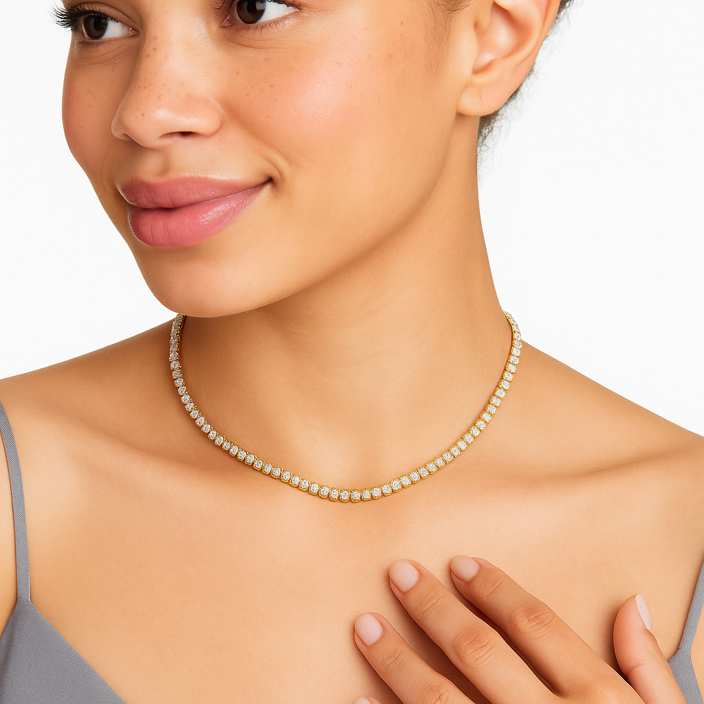Collier tennis classique doré