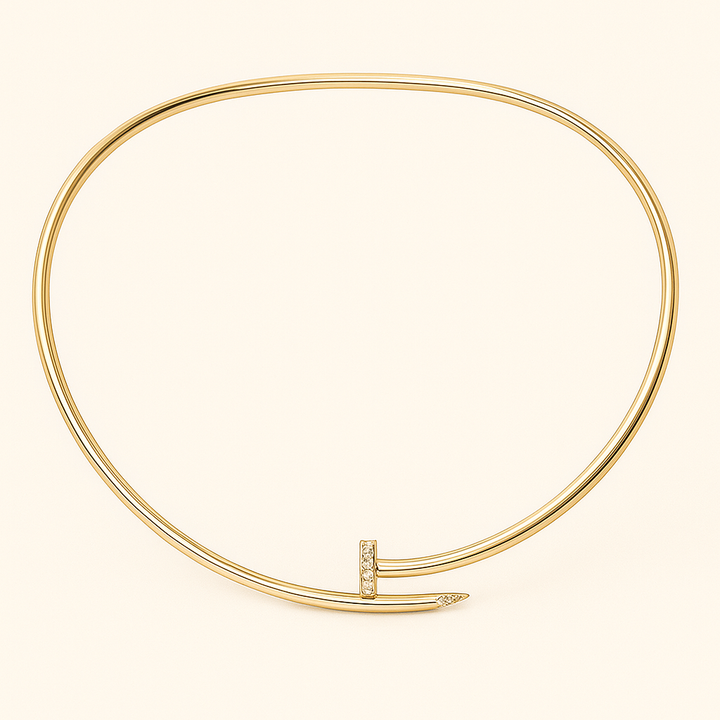 Collier ras de cou rigide clou cristallin