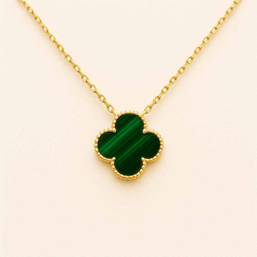 Collier trèfle noir doré