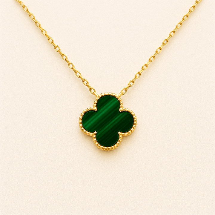 Collier trèfle noir doré
