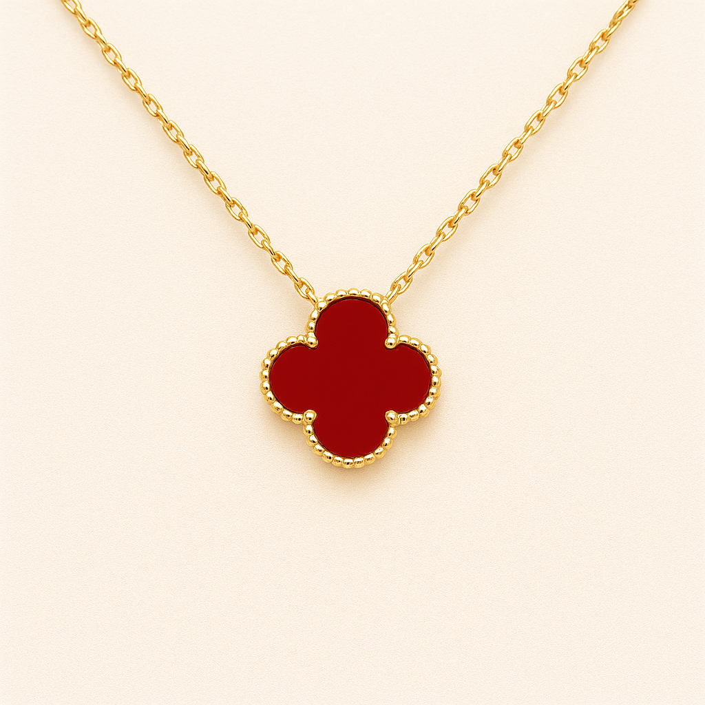 Collier trèfle noir doré