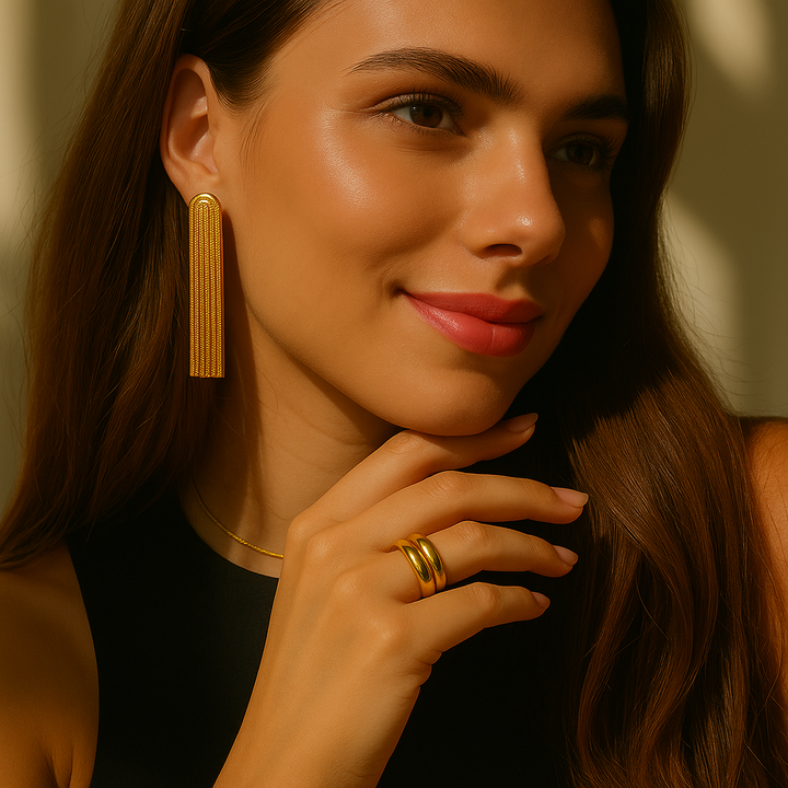 Boucles d'oreilles franges dorées Lyra