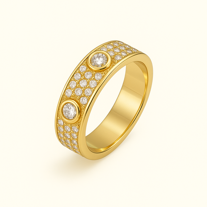Bague dorée pavée Amore