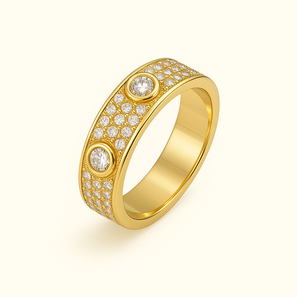 Bague dorée pavée Amore