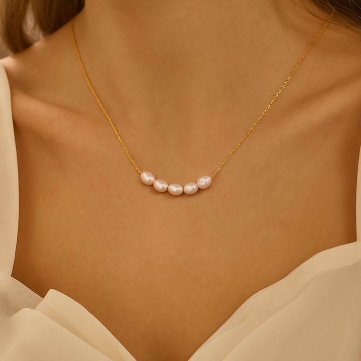 Collier en perles or rose Kona